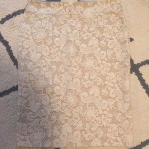 J crew lace overlay pencil skirt